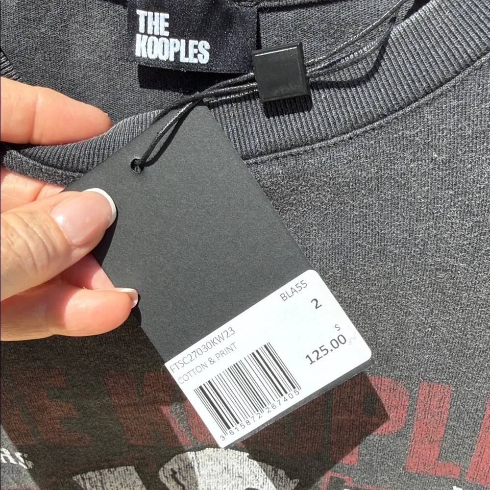 NWT! Retail $125 The Kooples Black Racing Skull Graphic Tee with Checkered Flags - Picture 3 of 5